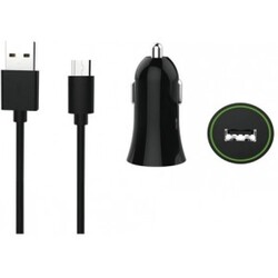 Biloplader 12W USB-A – MicroUSB, 1m, sort