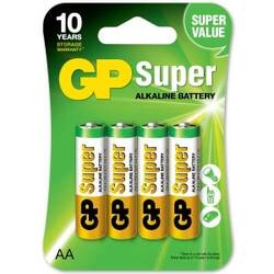 GP Super Alkaline Batteripakke AA LR6 1,5V – 4 stk.