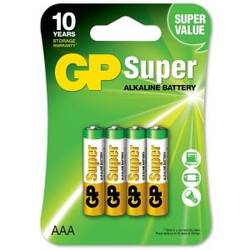 GP Super Alkaline Batteripakke AAA LR03 1,5V – 4 stk.
