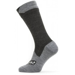 Sealskinz Waterproof All Weather Mid Length Sock – Black/Grey Marl – Str. L – Strømper