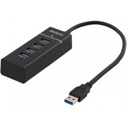 USB 3.0 hub, 4xType A hun, ABS-plast, sort – Adaptor
