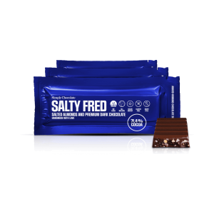 Salty Fred 12 pack | Saltede mandler og premium mørk chokolade