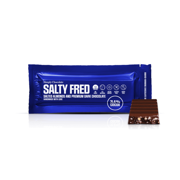 Salty Fred | Saltede mandler og premium mørk chokolade