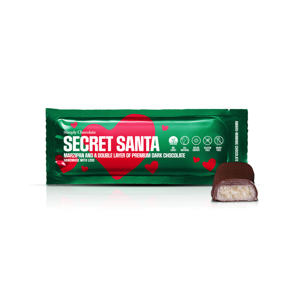 Secret Santa | Marcipan og et dobbelt lag premium mørk chokolade Secret Santa | Marcipan og et dobbelt lag premium mørk chokolade