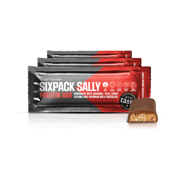 Sixpack Sally 12 Pack | Proteinbar med karamel, yuzu, sesam og premium mælkechokolade