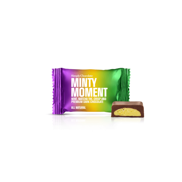 Minty Moment – Box med 75 stk. bites | Mint, matcha the, crisp og premium mørk chokolade