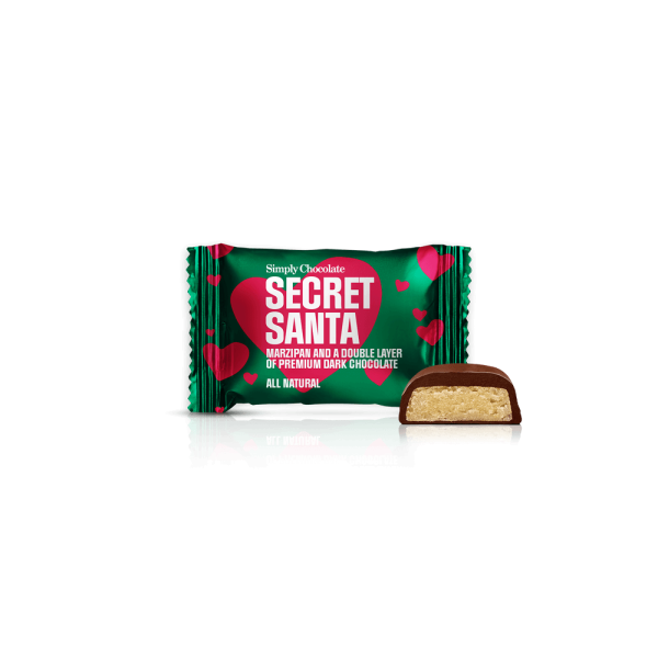 Secret Santa – Box med 75 stk. bites | Marcipan og et dobbelt lag premium mørk chokolade