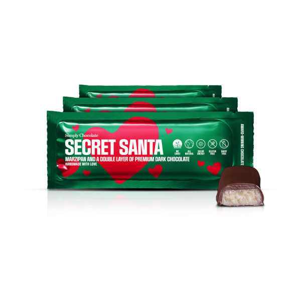 Secret Santa 12-pack | Marcipan og et dobbelt lag premium mørk chokolade