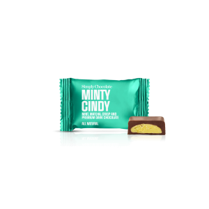 Minty Cindy – Box med 75 stk. bites | Mint, matcha the, crisp og premium mørk chokolade