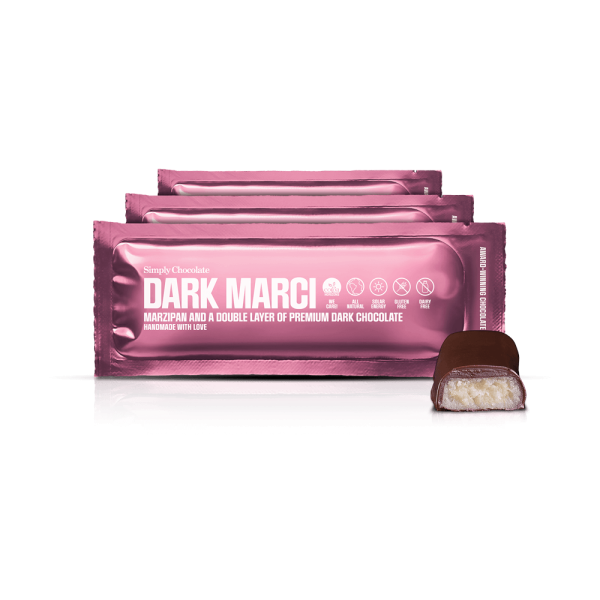 Dark Marci 12-pack | Marcipan og et dobbelt lag mørk chokolade