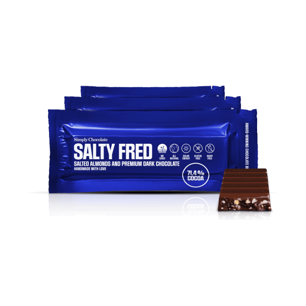 Salty Fred 12-pack | Saltede mandler og premium mørk chokolade