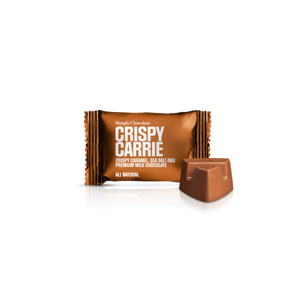 Crispy Carrie – 75 stk. box | Knasende karamel, havsalt og mælkechokolade