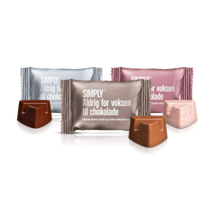 Konfirmand Mix – 75 stk. box | Chokolade fordelt blandt Pink Polly, Crispy Carrie og Salty Fred