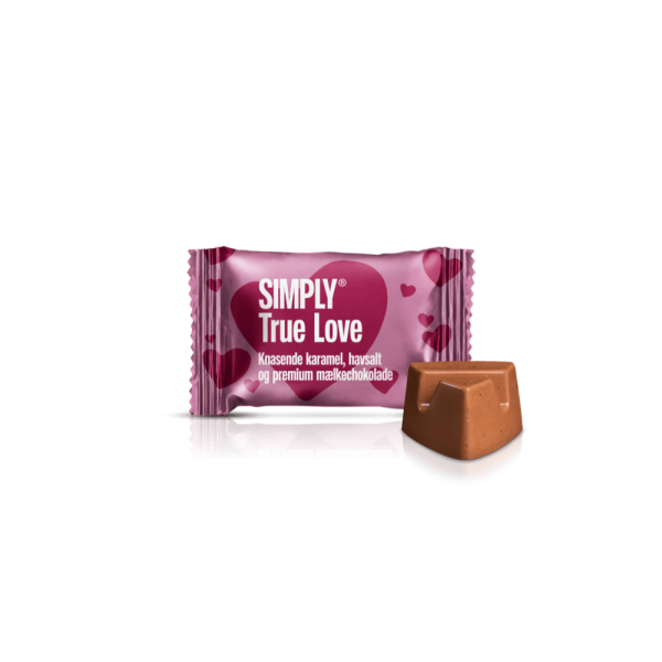 True Love – 75 stk. box | Knasende karamel, havsalt og mælkechokolade