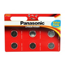 Panasonic CR2025 3V Lithium knapcellebatterier – 6 stk.