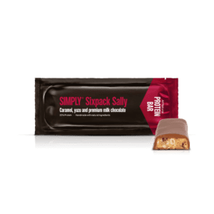 Sixpack Sally proteinbar | Karamel, yuzu, sesam og mælkechokolade